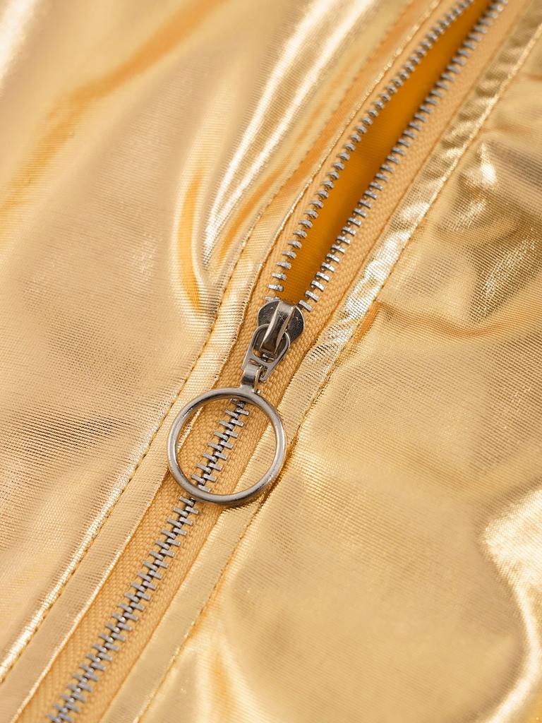 Детская блестящая бейсбольная куртка с длинными рукавами для девочек, блестящая куртка-бомбер на металлической молнии, пальто, верхняя одежда