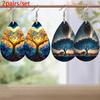 Colorful Fantasy Starry Tree Pattern PU Leather Earrings for Women Fashion Dream Earrings Double-sided Print