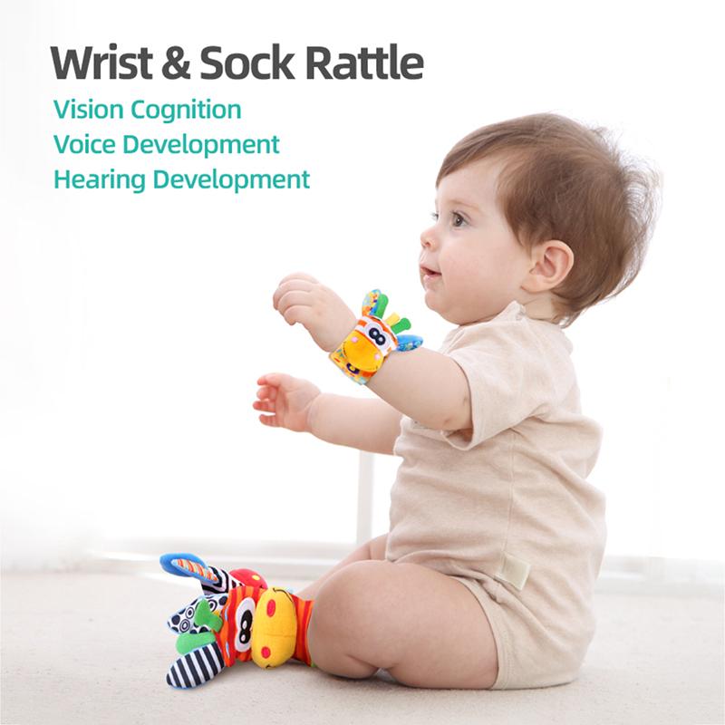 Sozzy Giraffe Dog Cute Animal Soft Baby Socks Toys Wrist Rattles Infant Toy Manufacturers  Rattle Socks for Babies