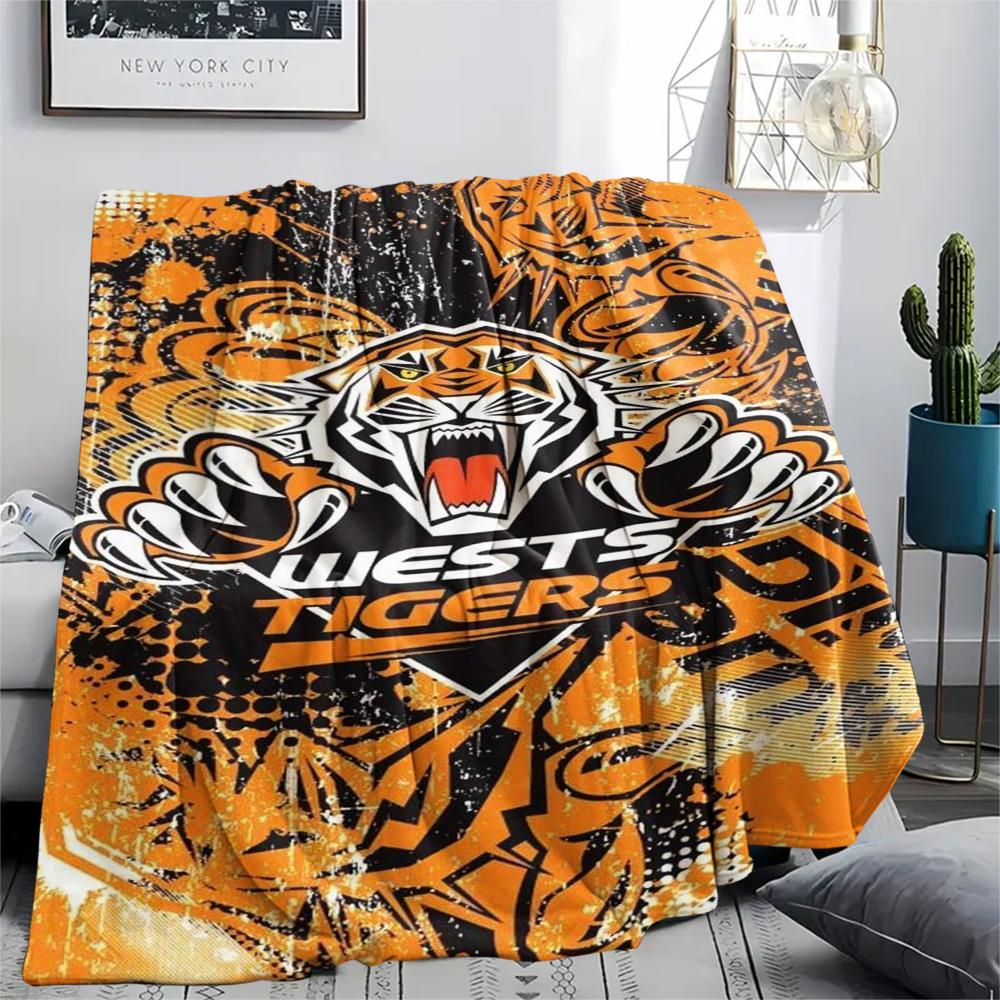 1Pc Wests Tigers Print Flannel Blanket High Quality Warm Comfortable Cover for All Seasons Perfect for Gifts Home Decor