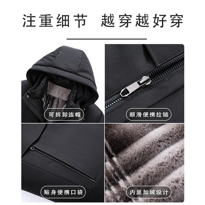Mens Winter Down Jacket With Removable Faux Fur Trim 50% Goose Fill Lightweight Warm Outerwear Cold Weather