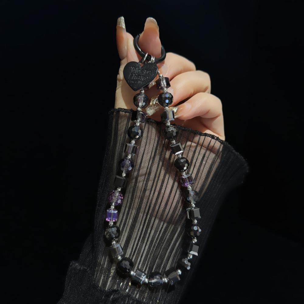 Короткая цепочка для телефона из хрустальных бусин, противоутерянный кулон-сердечко для телефона, ремешок для мобильного телефона, рождественские подарки