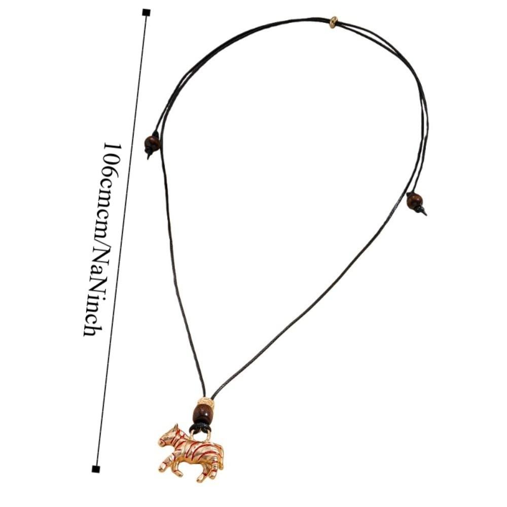 Cartoon Choker New Year Horse Necklace Ethnic Style Sweater Chain  Chinese Spring Festival