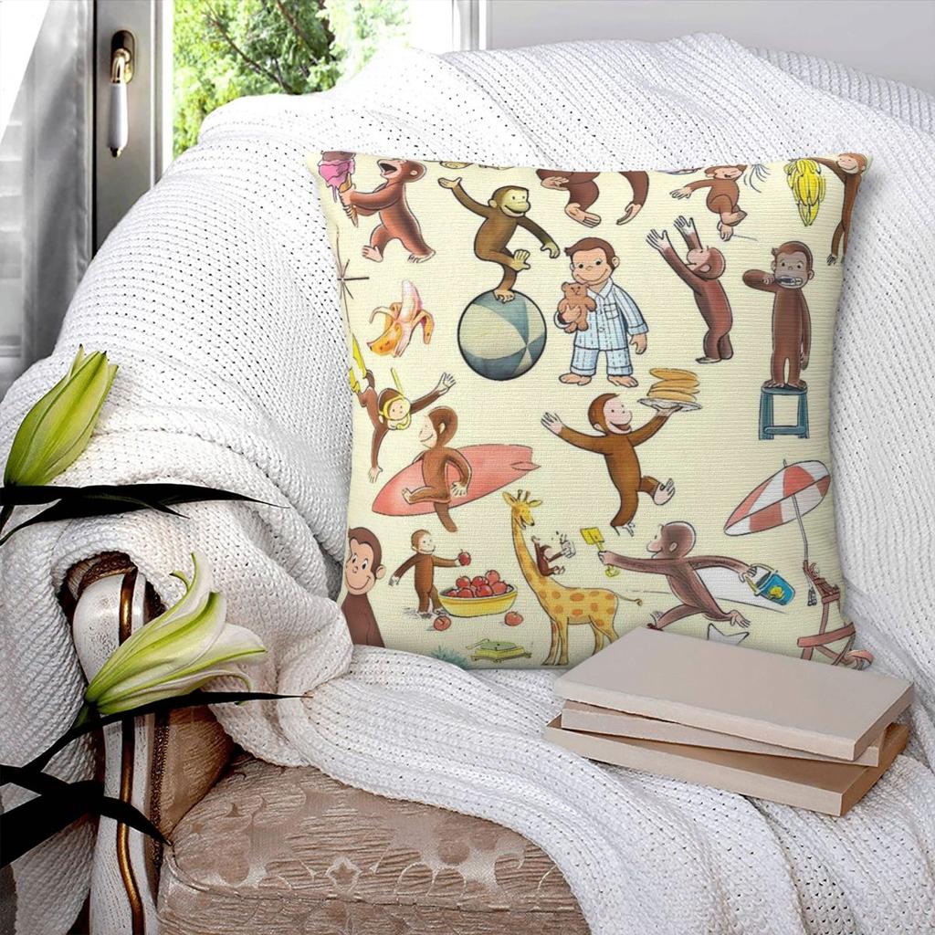 C-Curious George Pillow Cover Morden Pillow Case For Wedding Party Home Decor Cushion Cover Soft Graphic Pillowcases Gift