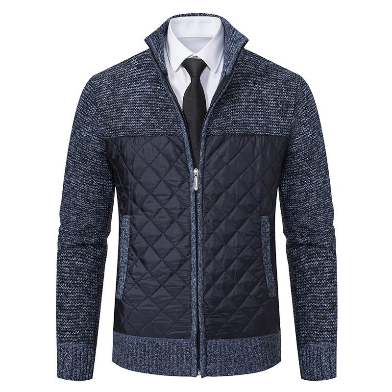 Men's Spring and Fall Thickened Knitted Jacket Long Sleeve Stand-up Collar Zipper Jacket