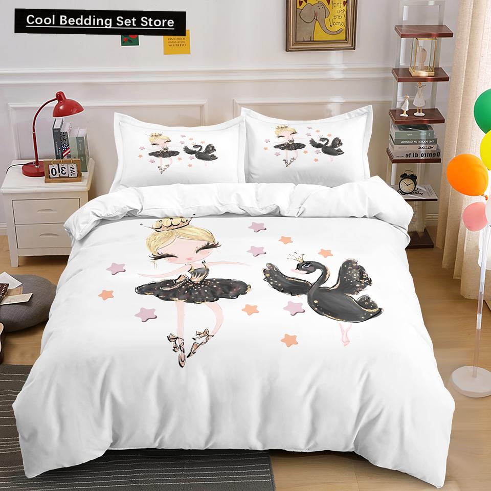 Мультяшный балетный танцующий девочка пододеяльник комплект постельного белья в стиле принцессы для двоих детей для девочек скандинавский покрывало для кровати полный двуспальный размер Queen King