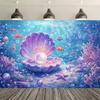 Underwater world themed birthday party decorations, mermaid backdrop, mermaid tail banner, table decorations76