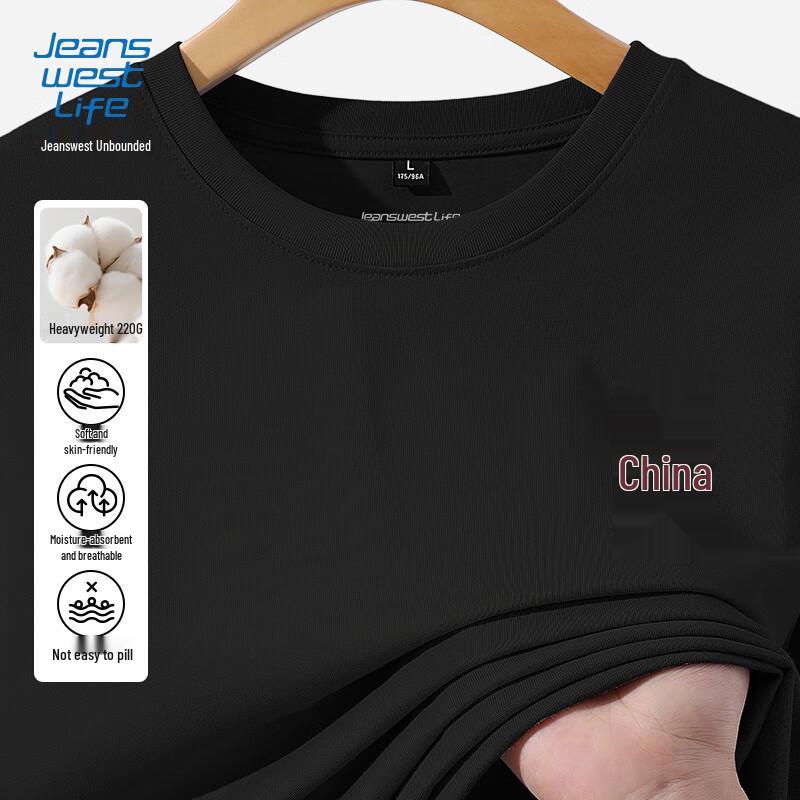 JEANSWEST LIFE Мужская повседневная хлопковая футболка с длинным рукавом, плотный хлопок