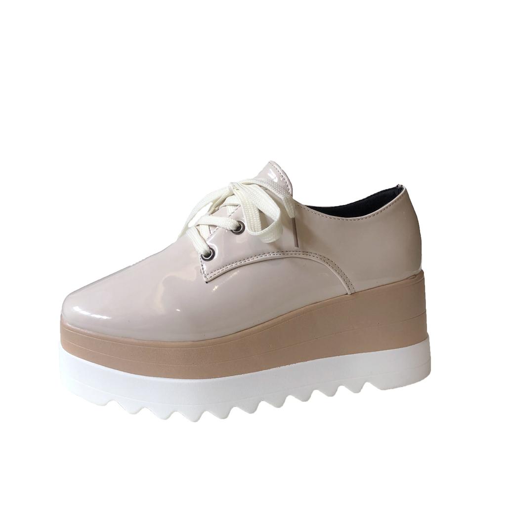 Модные новые модные туфли на платформе со шнуровкой из искусственной кожи, женские повседневные туфли, увеличивающие рост на 7 см, женские туфли в британском стиле, женские туфли-лодочки