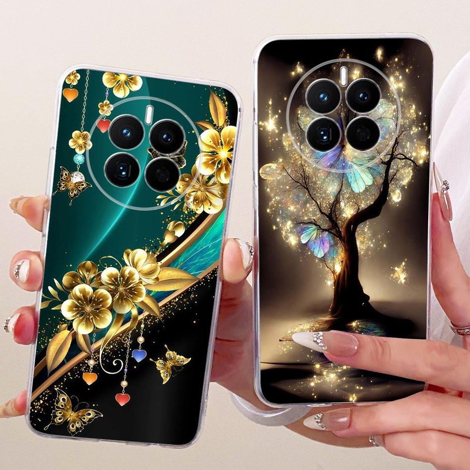 For Huawei Mate 50 Case Mate 50 Pro Cover Popular Butterfly Flower Soft Clear Silicone Phone Covers For Huawei Mate50 50E Fundas