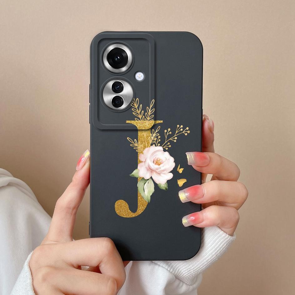 Задняя крышка для OPPO A1i A60 Realme 12 Reno11 F Чехлы Популярные чехлы для пар с буквами AZ Матовый жидкий силикон Высококачественные противоударные чехлы для телефонов для OPPO