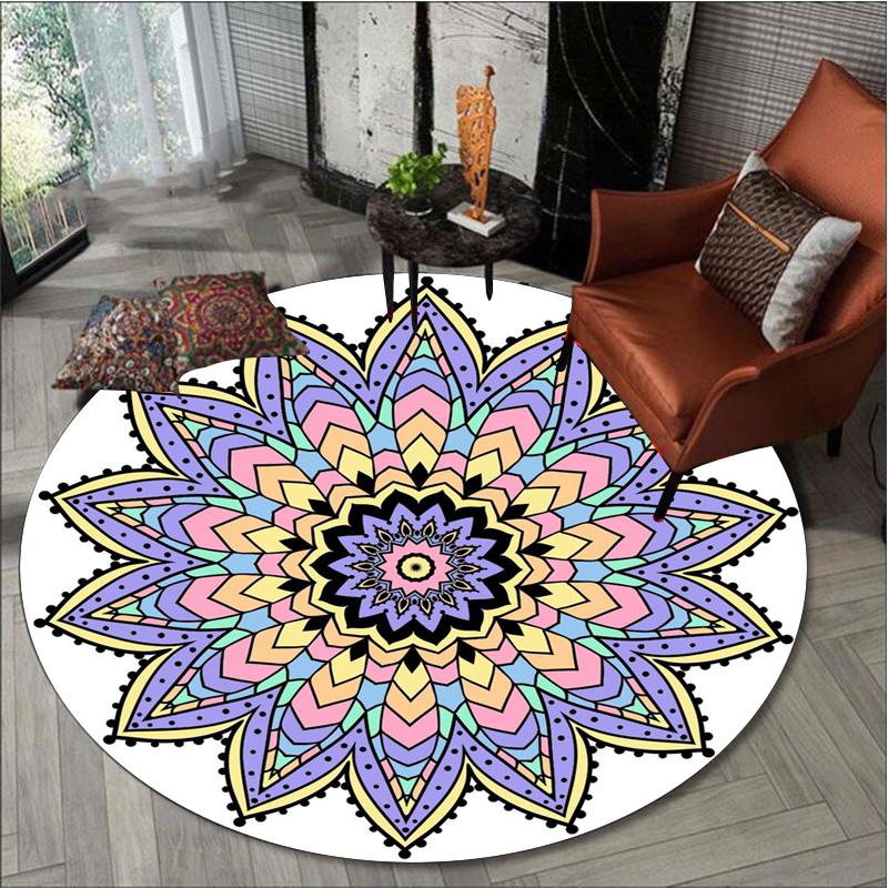 Ретро Мандала круглый ковер для гостиной скандинавский напольный коврик для детской комнаты противоскользящий коврик для компьютерного кресла коврик для спальни домашний декор