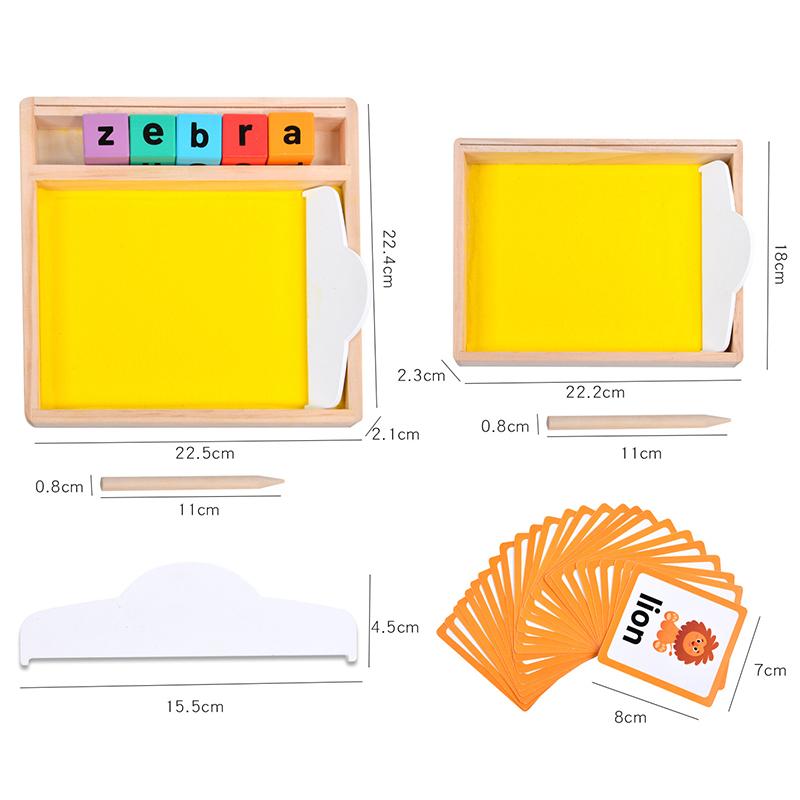 Montessori Teaching Aids Wooden Sandbox Letter Strokes Children's Sand Drawing Pen Controlled Sensory Games Set Souptoy