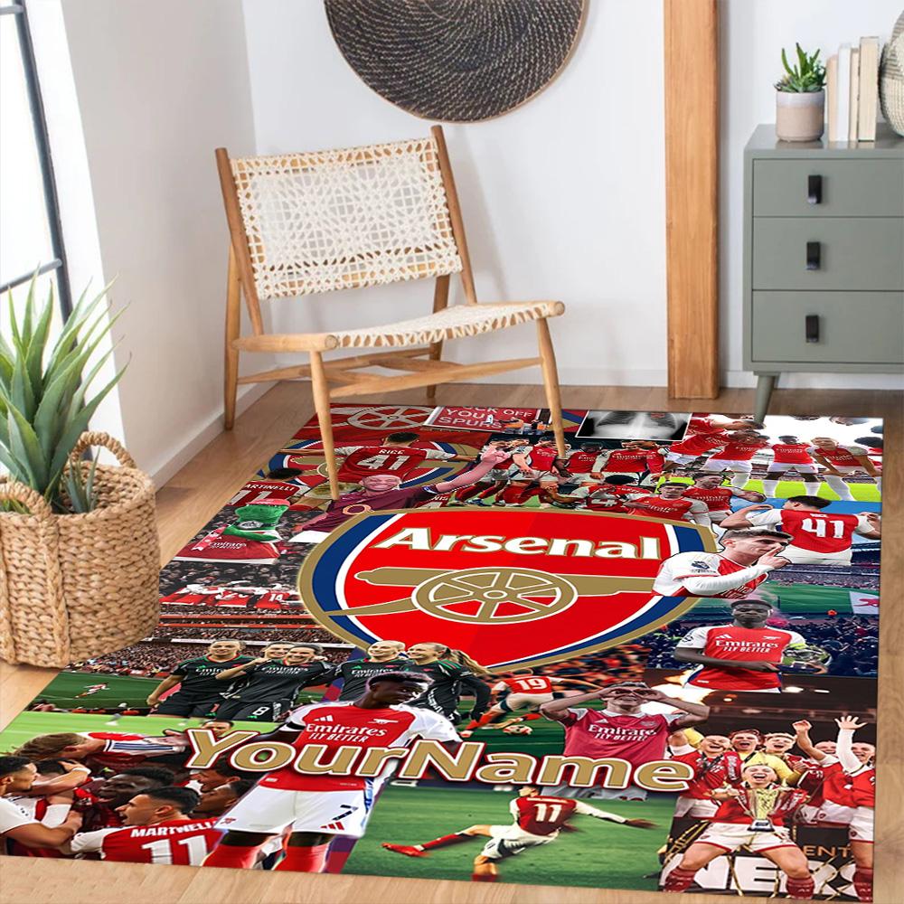 Arsenal Customize Your Name Floor Rug Office Rug Design for Outdoor Balcony Foyer Playrooms Anti-slip Rug Anime Office Decor