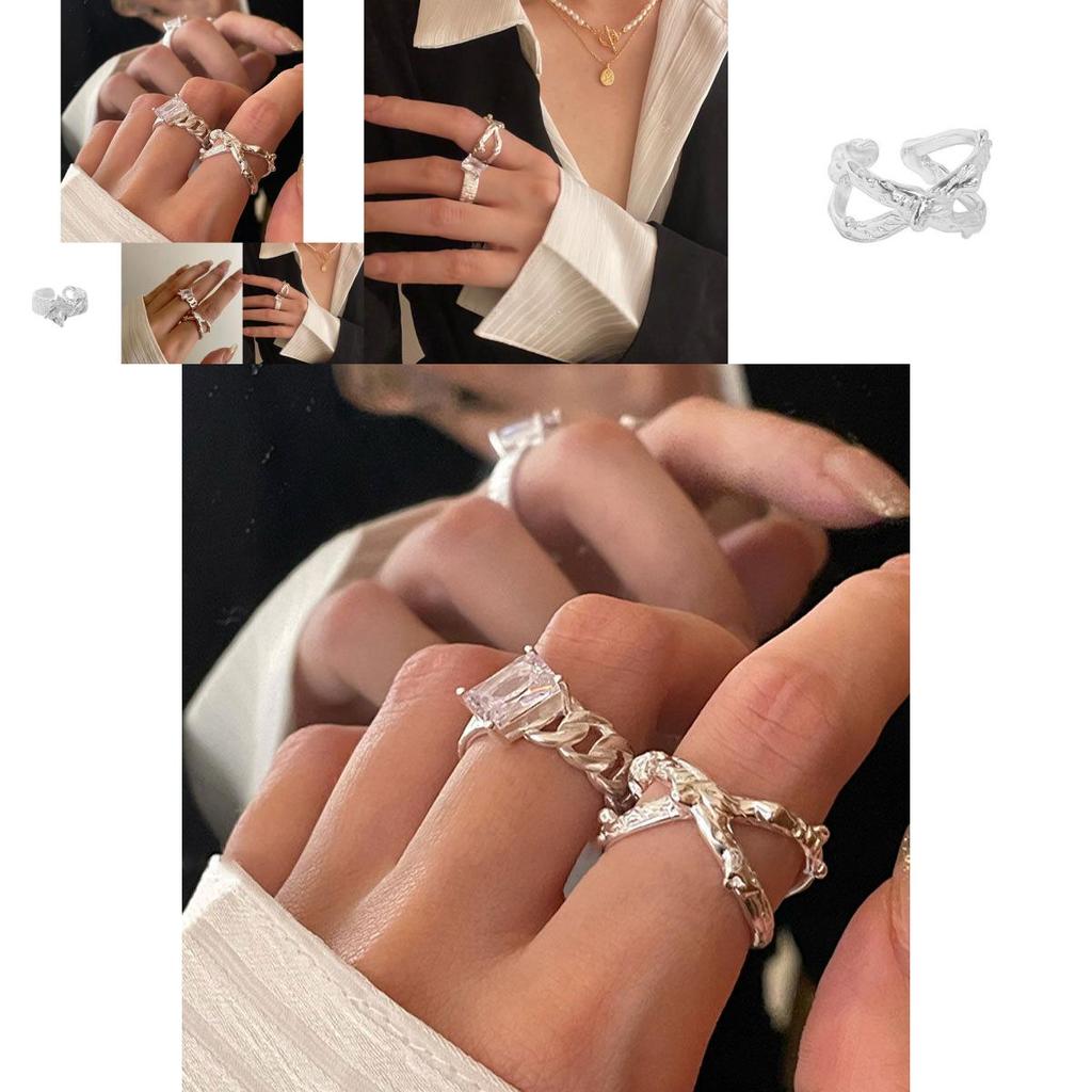 Уникальное кольцо из серебра 925 пробы ручной работы с неровной текстурой для женщин, с гламурным дизайном и регулируемым размером для современной моды