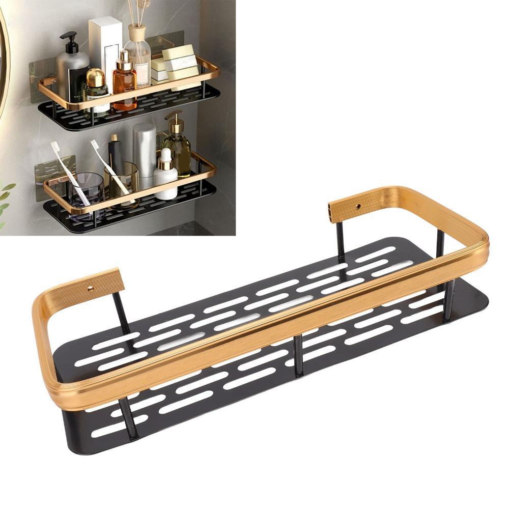 Aluminium Shower Shelf Black Gold Bathroom Shelf Rack Easy Install Shower Organizer Space Saving