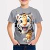 Kids T-shirt 3d Print Children's Clothing Boys' Summer Leisure Animal Tiger 3D Printed Short Sleeved Shirt T-shirt