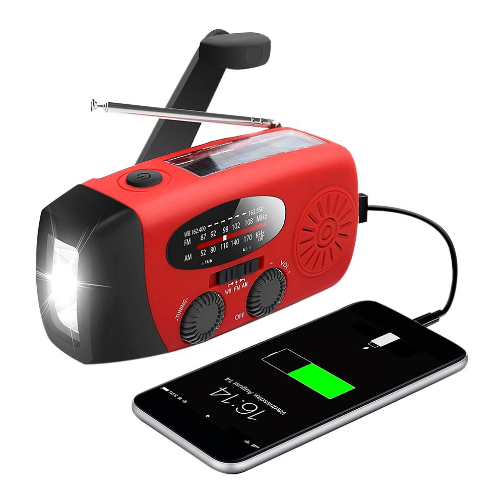 Solar Hand Crank RADIO Receiver Mini Portable AM/FM Weather Radio With Multifunctional Flashlight Emergency Power Suppl