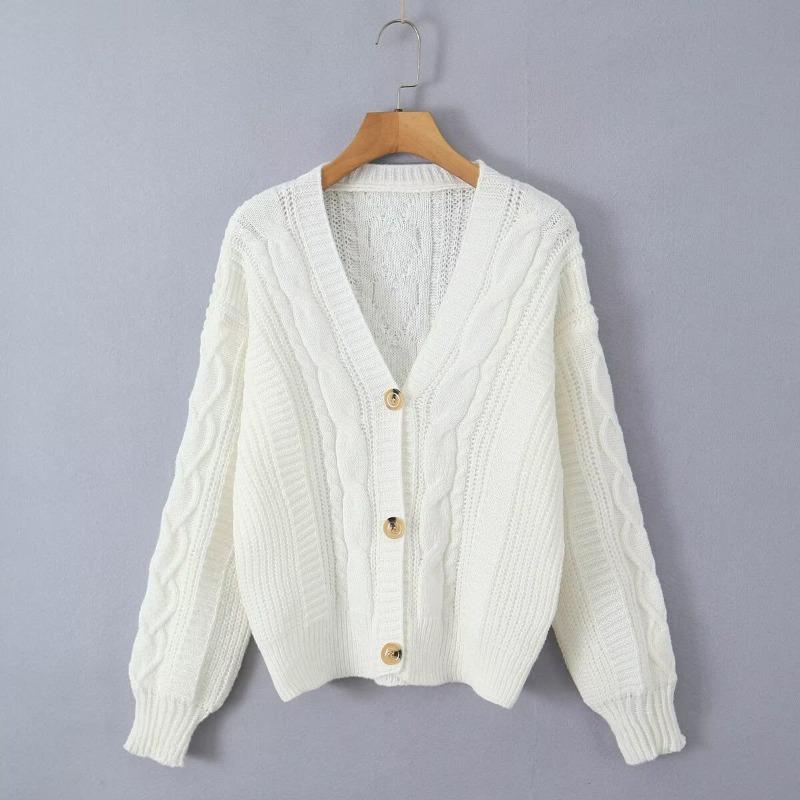 Women's Autumn and Winter Single-breasted Knitted Cardigans Solid Color Gentle Style Sweater Jacket Versatile