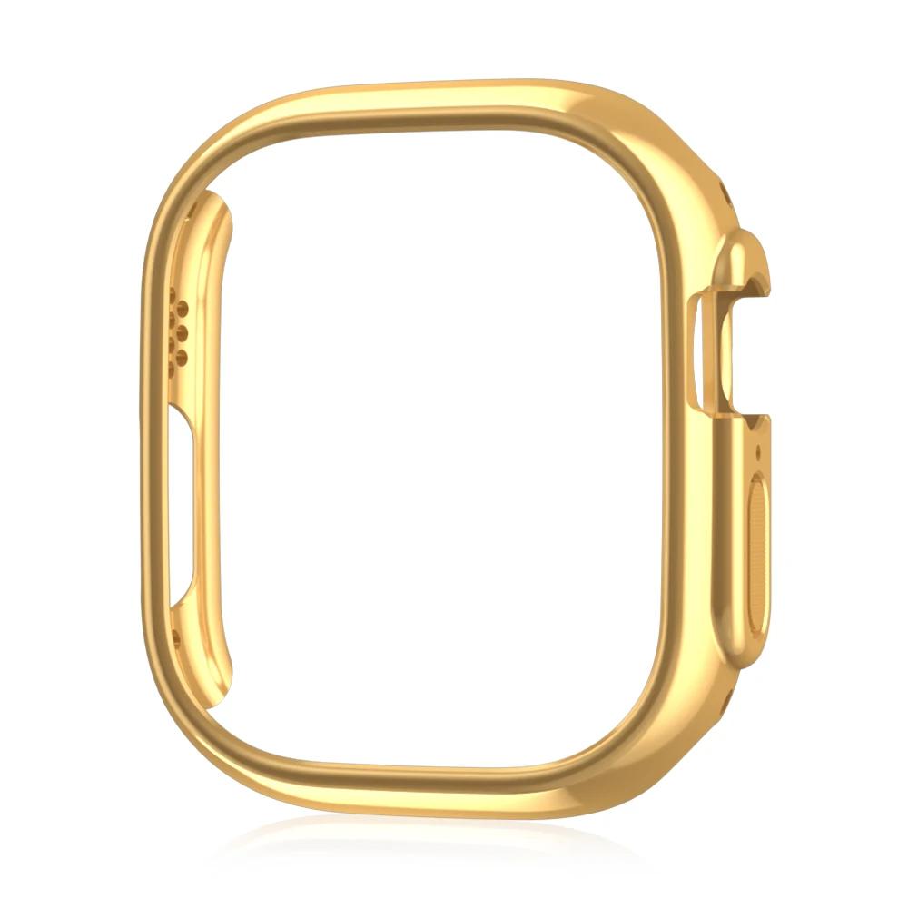 Ударопрочный золотой ПК-чехол Защитная крышка для Apple Watch Серии 11 10 9 8 7 6 5 4 3 2 1 Ultra 49 45 мм 41 46 42 мм Без стекла на экран
