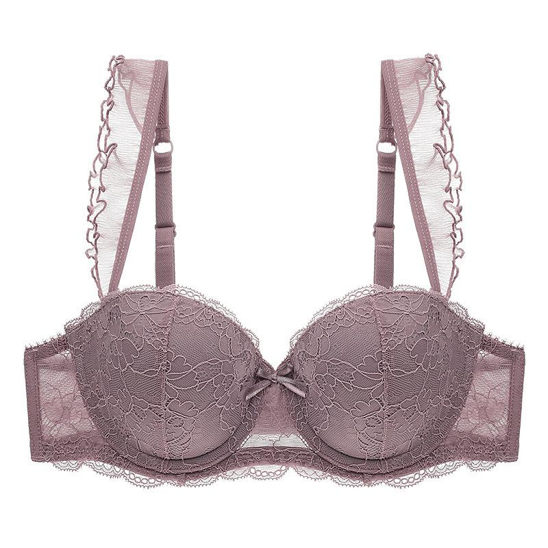 Popular French Cute Ruffle Lace Underwear Gathers Small Breasts and Shows Big Top Bras, Sexy Underwear Women