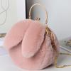 Plush Rabbit Bag Women Cute Handheld Plush Bag Autumn Winter Girls Chain Crossbody Bags Rabbit Ear Clip Bag