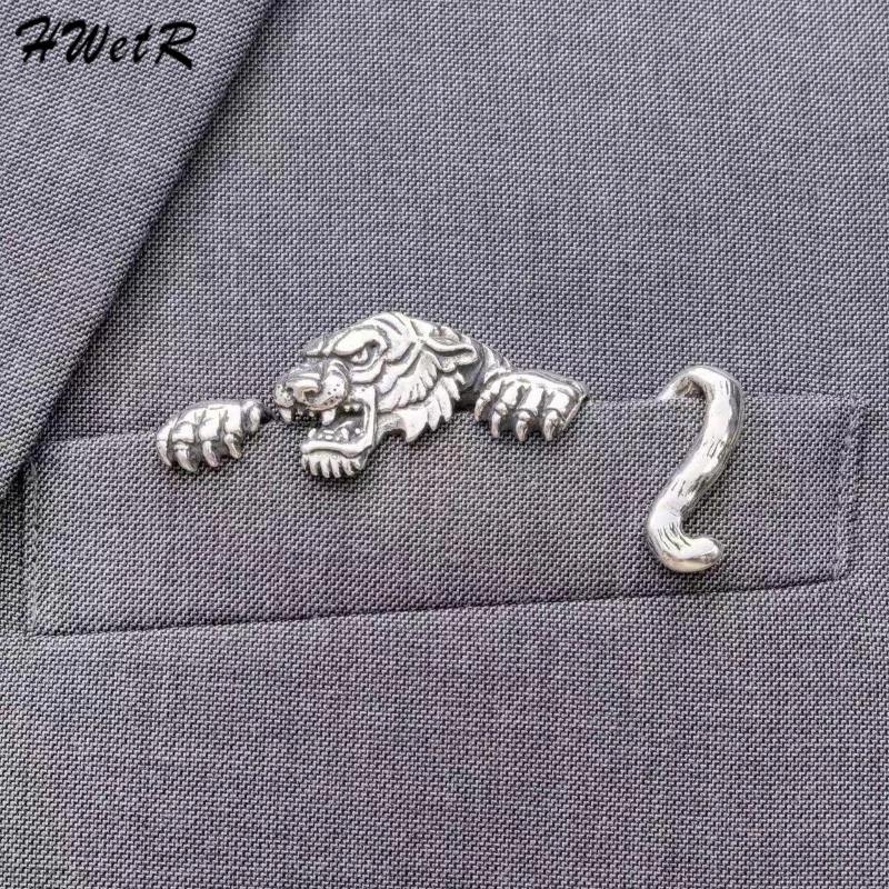 Retro Tiger Shaped Carved Men's Suit Hat Pin Classic Accessory Pin Coat Versatile Collar Decoration Shirt Creative Fashion