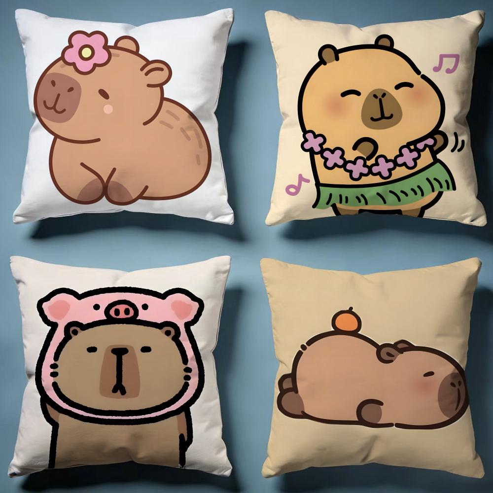 Capybara Cushion Cover Soft Decorative Pillow Case Suitable for Bedroom Sofa Car Travel Use