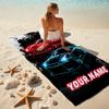 1PC Custom Name "Neon Sports Cars Artwork" Beach Towel Highly Absorbent And Sand-Resistant Towel for Swimming, Pool, Yoga, And Travel Lightweight