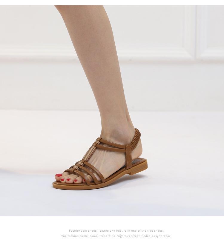 2025 Summer Bohemian Retro Flat Roman Sandals: Comfortable Hollow Design for Travel and Beach