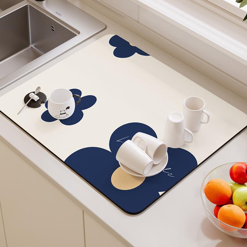 Quick-Dry Absorbent Coaster & Drain Pad for Kitchen Countertops