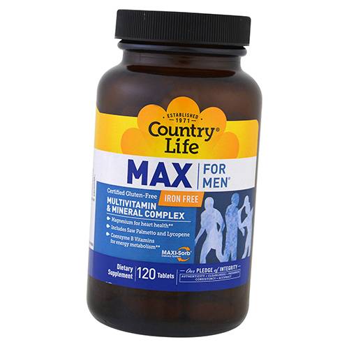 Витаминный комплекс для мужчин без железа, Max For Men Iron Free, Country Life (36124007)