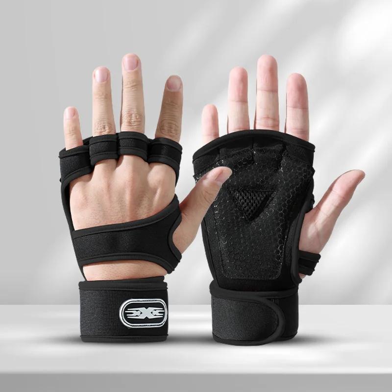 Adjustable Wrist Support Weight Lifting Custom Sports Fingerless Women Men Gym Workout Gloves