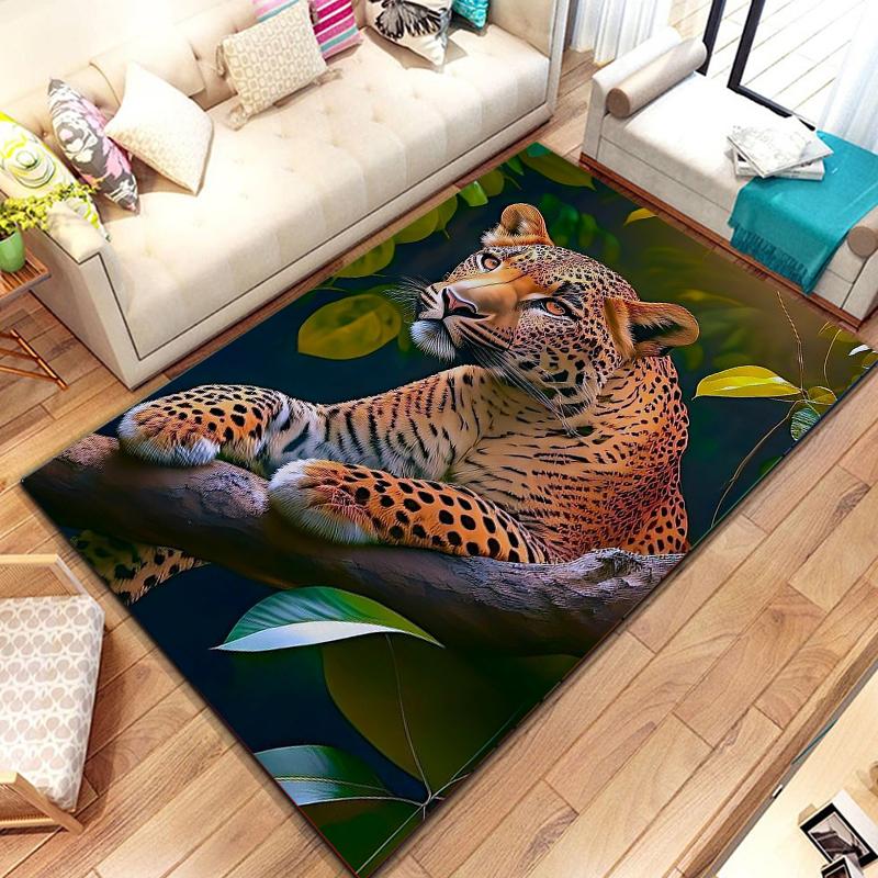 Animal Leopard Cheetah Cartoon Beast Area Rug,Carpet for Home Living Room Bedroom Sofa Doormat Kitchen Decor, Bedroom Decor