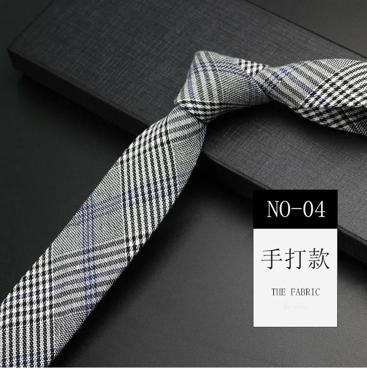 Men'S Cotton Tie Vintage British Nordic Japanese College Style Student Ins Shirt Narrow Plaid Grey Gentleman Tide