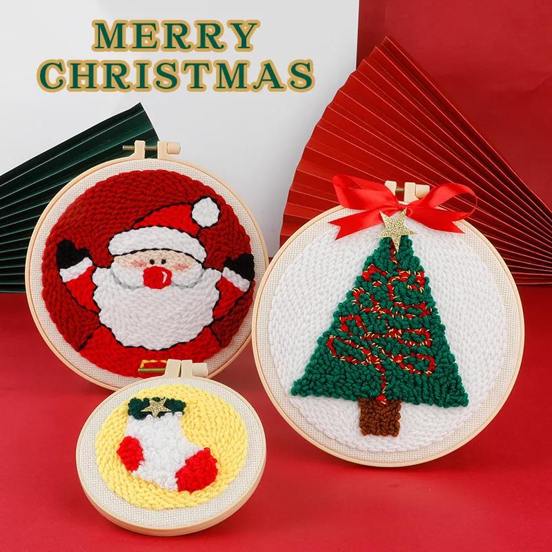 Мягкая пряжа Рождественский набор для вышивки иглами для начинающих Рождественские украшения для дома Наборы для рукоделия
