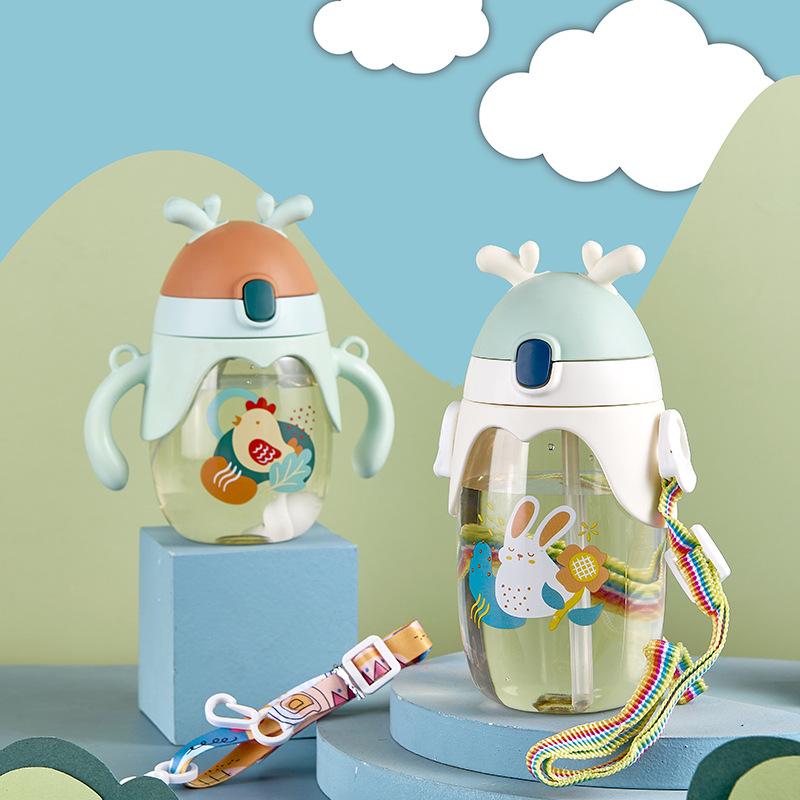 350 мл милый мультяшный стаканчик с ручкой в виде рогов оленя, симпатичный летний детский стаканчик с ручкой, детский стакан для воды