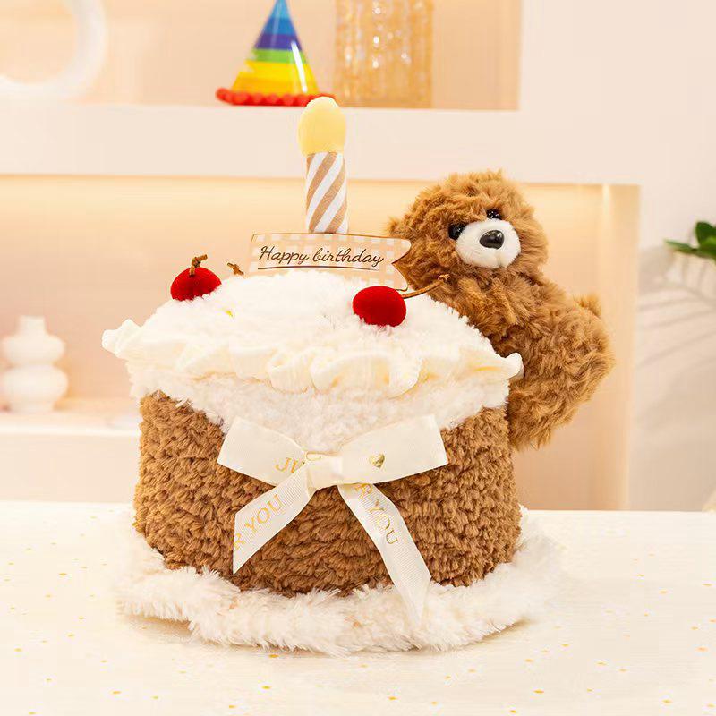Новые плюшевые игрушки в виде торта с мишкой для подарков на день рождения друзьям для девочек с подушками, подушки в виде головы мишки, украшения для мероприятий