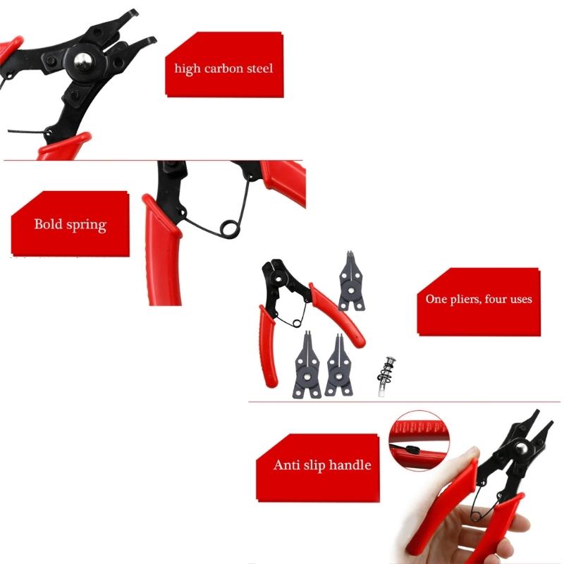 Плоскогубцы для стопорных колец 4 в 1 Набор плоскогубцев Комбинация Стопорное кольцо Ювелирные плоскогубцы Цирклипс Плоскогубцы Съемник внутренних и внешних колец