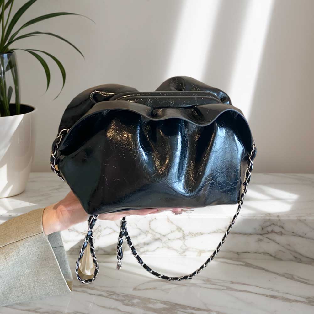 Женская сумка через плечо, плиссированная сумка из искусственной кожи, сумка-хобо с зажимом для путешествий и поездок на работу