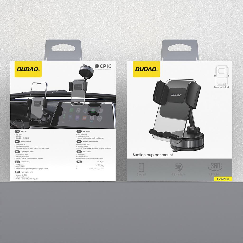 Car smartphone holder with suction cup for dashboard - black