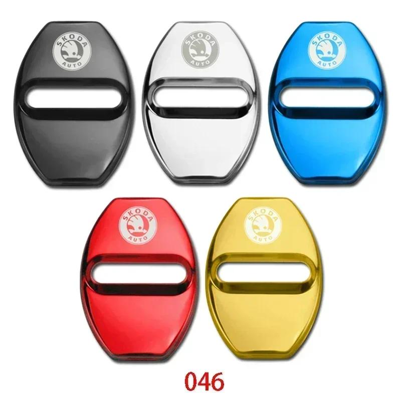 YSAG7 Car Door Lock Cover for SKODA Emblem Octavia Superb Kodiaq Fabia Rapid Spaceback Karoq Yeti Kamiq Metal Sticker Badge Decoration