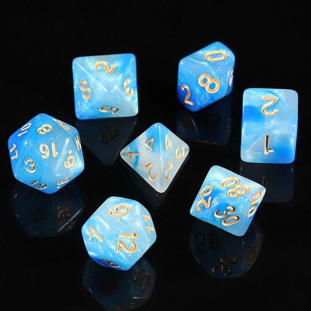7PCS/Set Digital Acrylic Dice Polyhedral Mixed Color Dice Pearlescent Dice  for RPG DnD