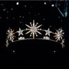 Vintage European 6 -Point Star Wedding Crown Tiaras Gold Color Rhinestone Diadem Princess Women Headband Bridal Hair Accessories