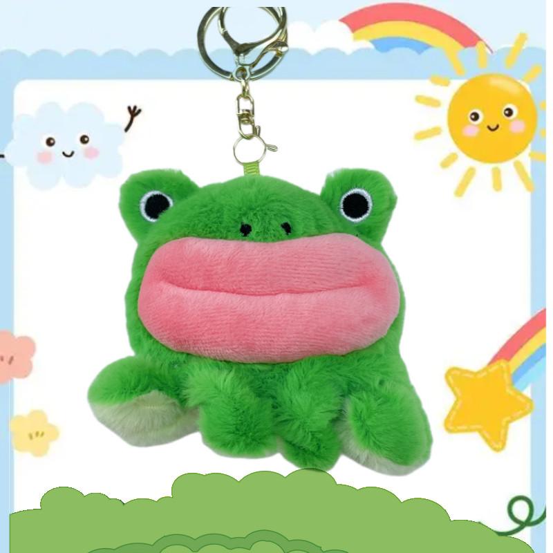 Fluffy Frog And Duck Keychain Charming Plush Doll For Couples Convertible Face