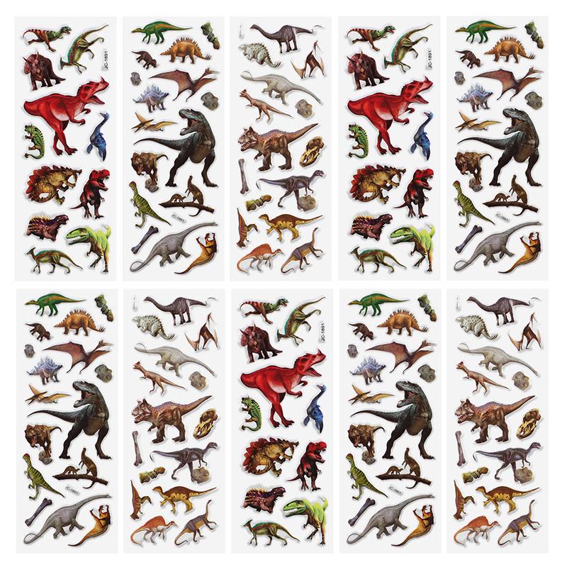 10 листов 3D наклеек-пузырей Мультяшные животные Машины Наклейки Детские Мальчик Девочка День рождения Вечеринка Сувениры Наполнители для пиньяты Рождественский подарок Игрушки