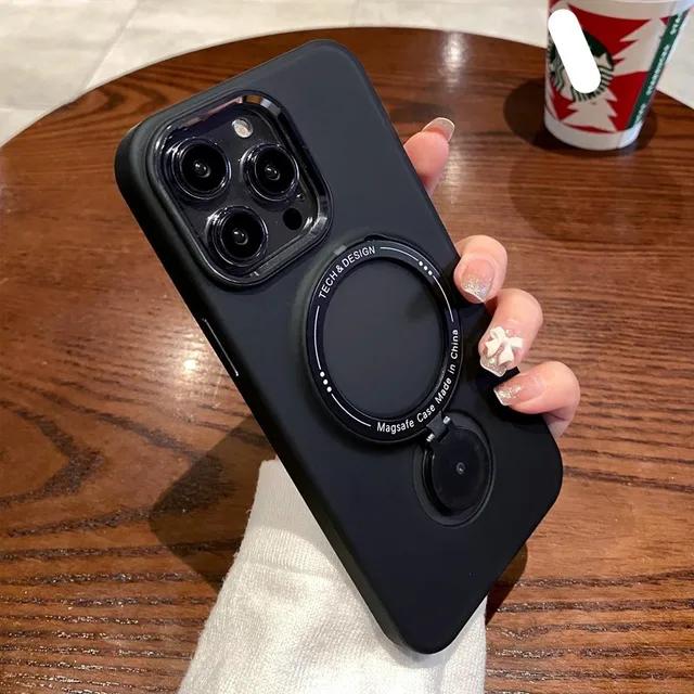 Для iPhone 15 14 13 12 11 Pro Plus Max чехол с подставкой на 360 градусов магнитный чехол Magsafe матовый, мягкий, прозрачный, противоскользящий, противоскользящий, чехлы