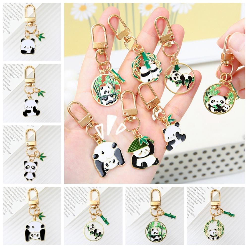 Брелок для ключей с изображением мультяшной панды, металлический брелок с изображением панды, кулон с изображением забавной панды, брелок для ключей, аксессуары