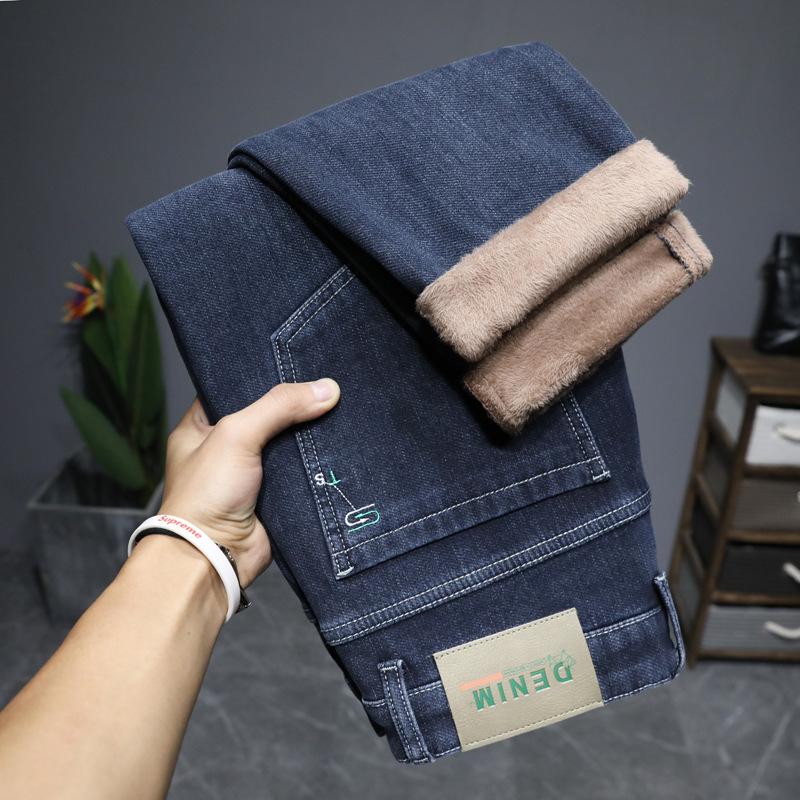 Spring and Autumn Men's Jeans Straight Slim Elastic Hundred Trend of Casual Men's Long Trousers