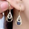 Black Hollow Double Waterdrop Pendant Earring for Women Korean Geometry New Fashion Party Jewelry Girl Gift